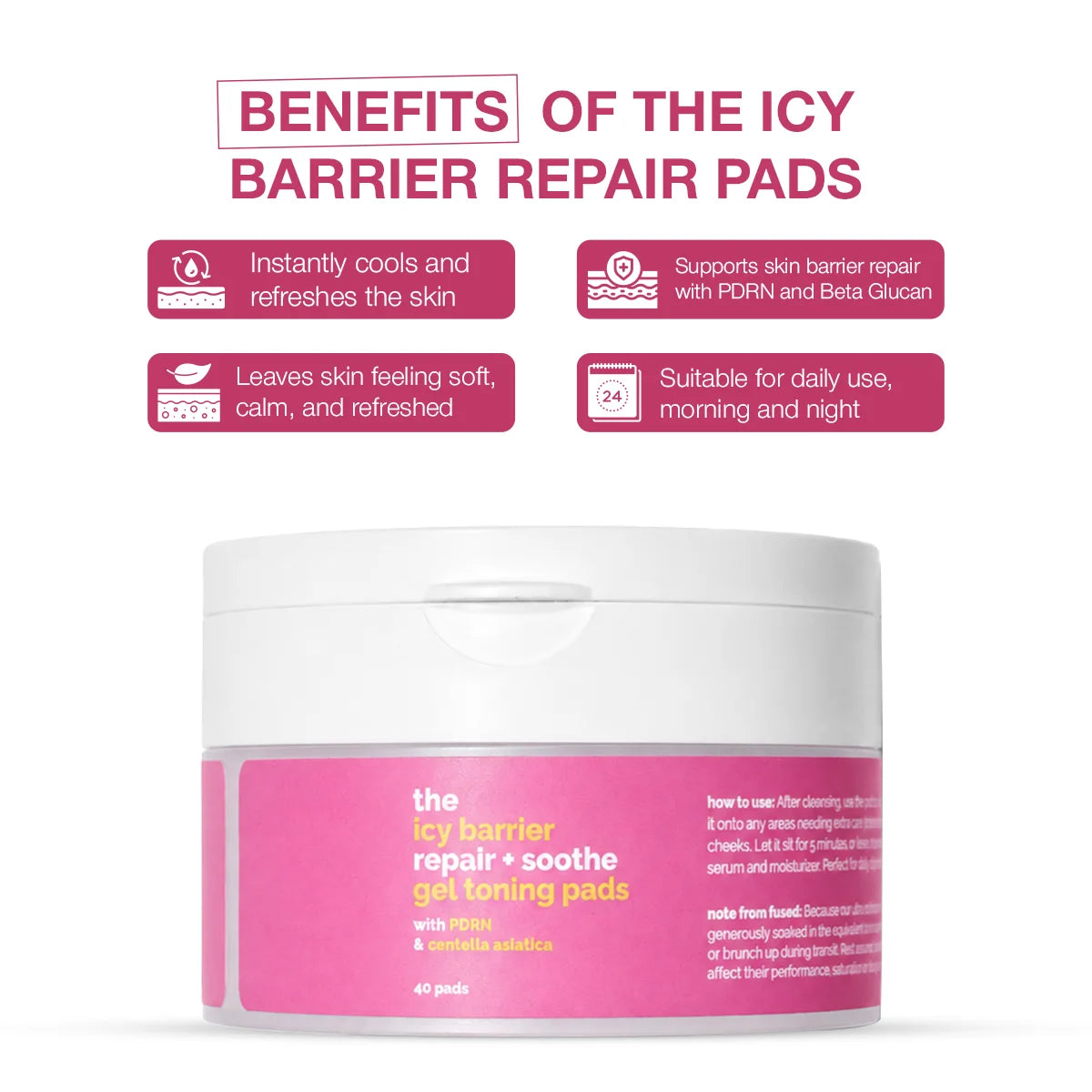 The Icy Barrier Repair + Soothe Gel Toning Pads w/PDRN & Centella