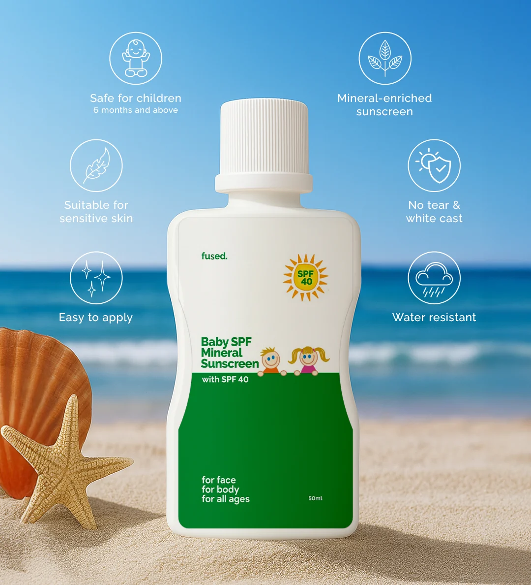 Fused Baby SPF 40 Mineral Sunscreen PA+++ close-up