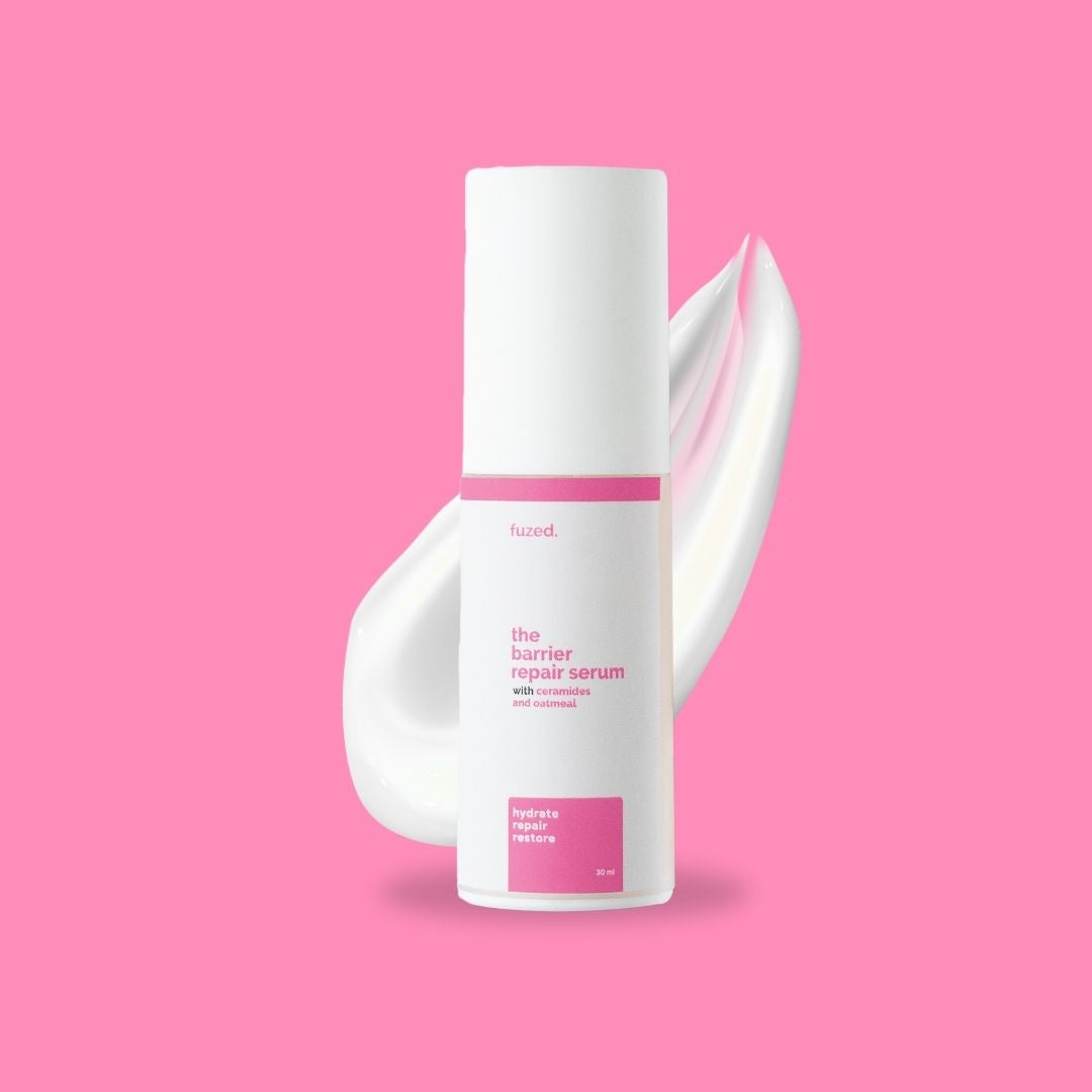Fused Barrier Repair Serum with ceramides and oatmeal for hydrating, repairing, and restoring the skin barrier.