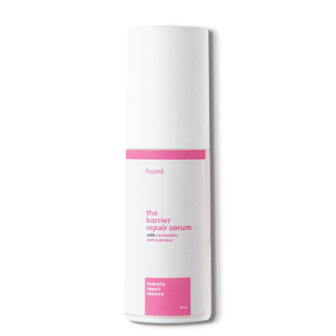 Fused Barrier Repair Serum with ceramides and oatmeal for hydrating and repairing the skin barrier.